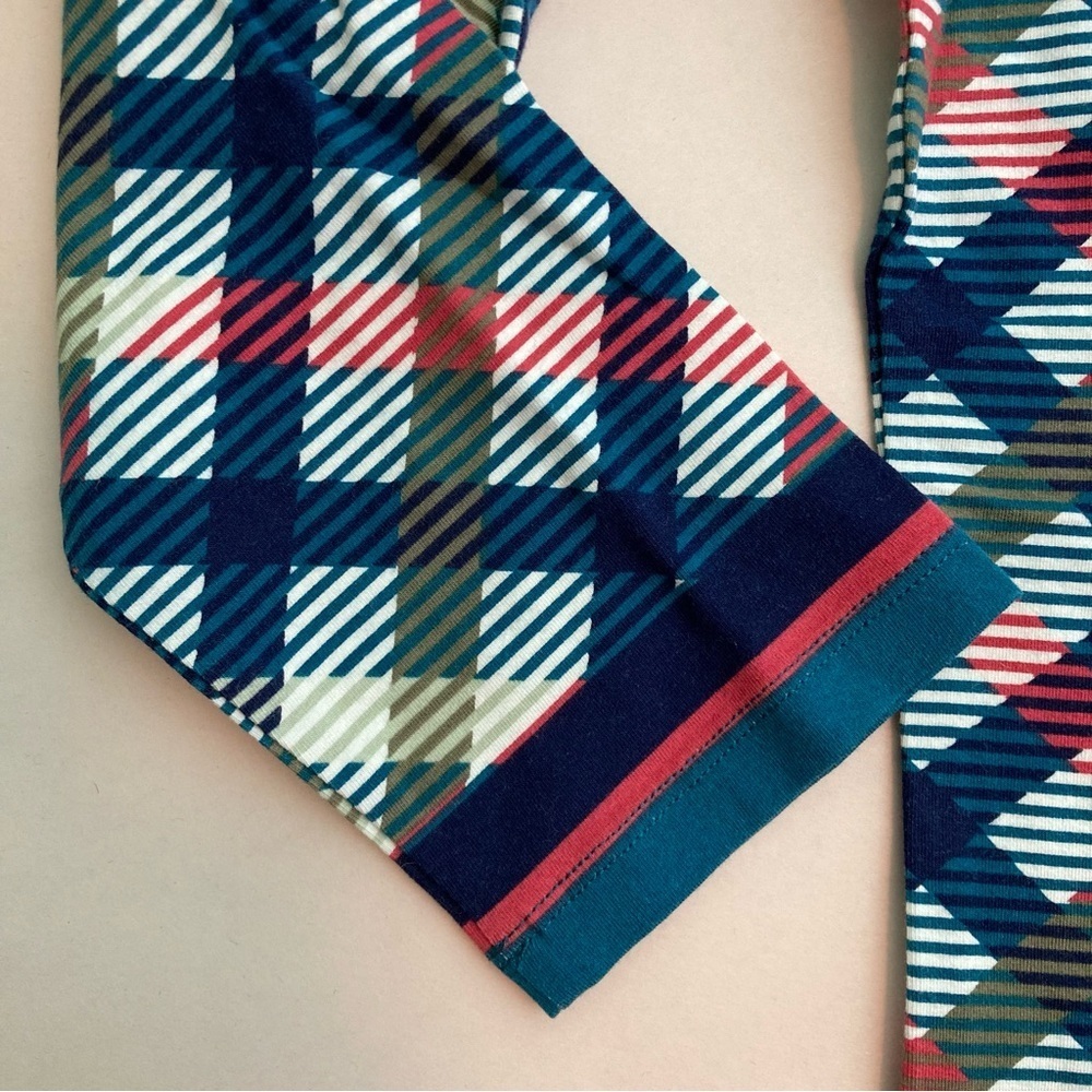 NWT Talbots Cotton Bateau Neck Tee - Diamond Print-3/4 Sleeve-Blue/Red/Green-XS - Picture 6 of 6
